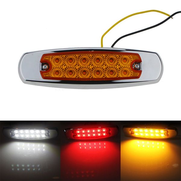 

1 pair car external lights led 12-24v 12 led auto car bus truck lorry side marker indicator low trailer light rear side lamp