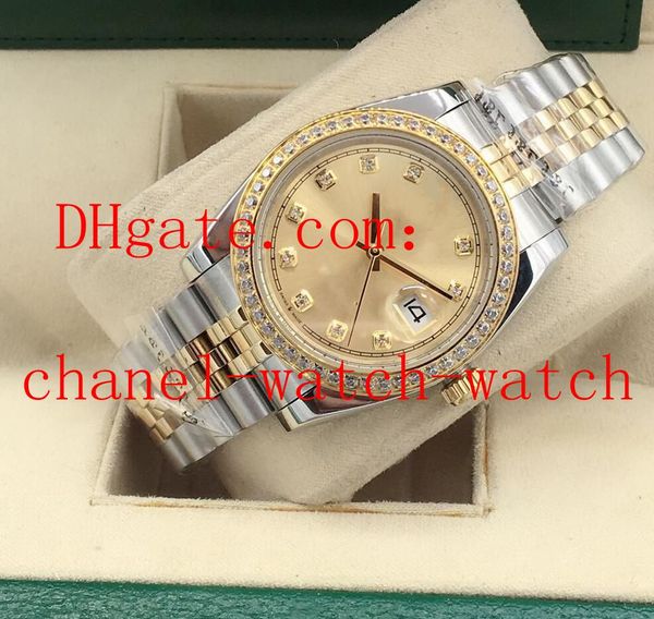 

36mm datejust diamond dial yellow gold and steel automatic mechanical movement mens watch men's womens wristwatches jubilee bracelet, Slivery;brown