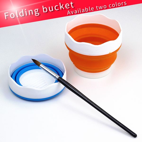

wash brush bucket foldable art wash portable pen cup barrel for watercolor painting multifunction cleaning tools art supplies