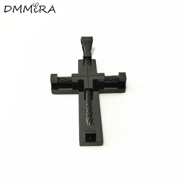 

fashion men punk cross jesus pendant silver gold black stainless steel cable wire jesus rope cross pendant necklace jewelry