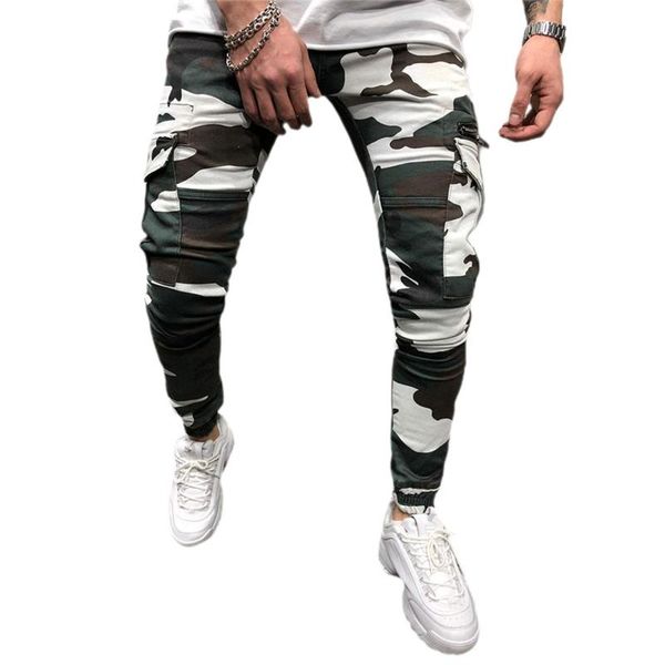 

2020 arrival men casual pants camouflage print high waist ankle banded pants casual trousers for boys, Black