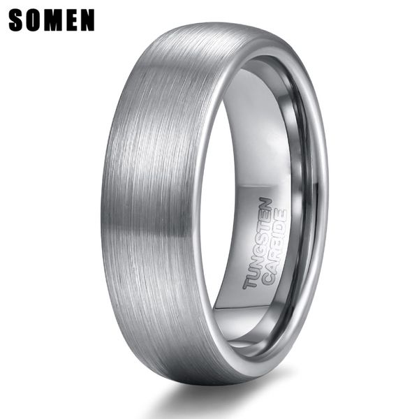

somen 6mm brushed silver tungsten carbide wedding engagement ring mens jewelry anel masculino, Golden;silver
