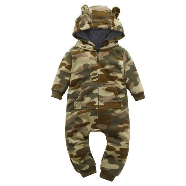 

autumn & newborn infant fleece boys romper hooded jumpsuit bear onesie baby winter clothes y200320, Blue