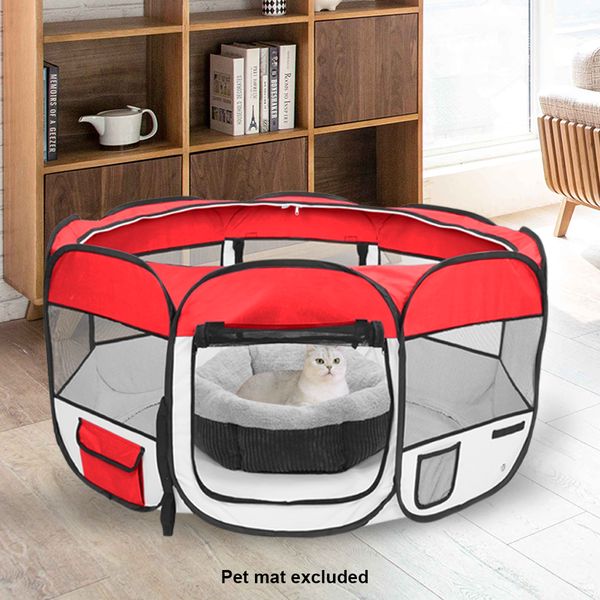 

45inch portable foldable dog cat crate 600d oxford cloth & mesh pet playpen fence with eight panels pet puppy soft tent