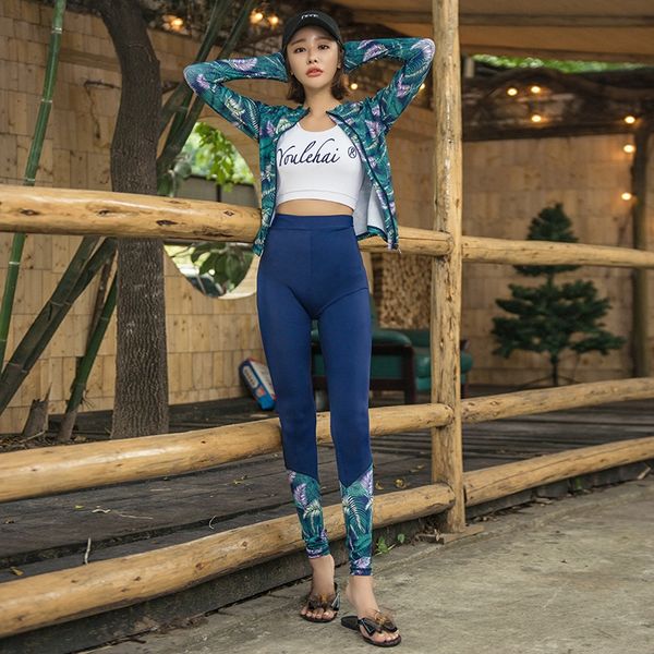 

2uuiv split four-piece diving wet four-piece swim conservative long sleeve sunscreen tight high elastic island diving suit female snorkeling, White;black