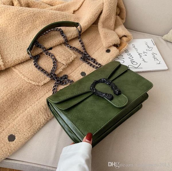 

Factory direct brand women handbag flip leather small square bag fashion snake lock women slung shoulder bag Western style leather Dionys