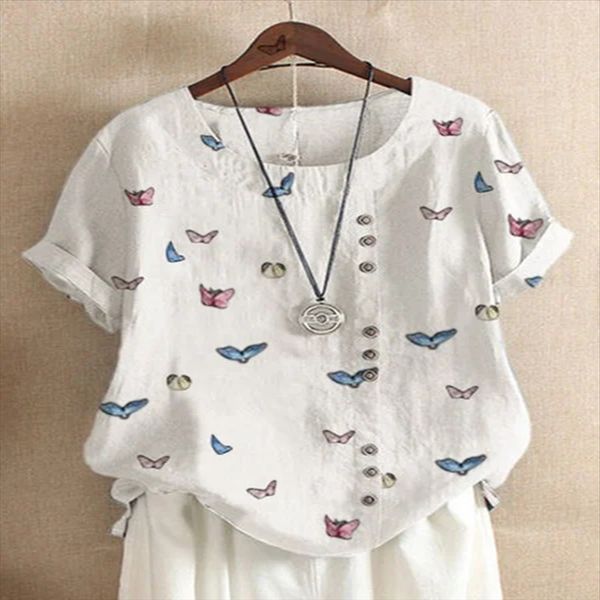 

2020 printed short-sleeved round collar large size women's clothing 2020 printed short-sleeved round collar large size women's clo, White