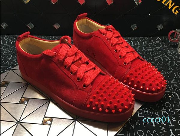 

2018 [original box] france desingers party shoes white/red crystals nails spikes red bottom sneakers suede leather 4 seaons wear, 36-46 01ct, Black