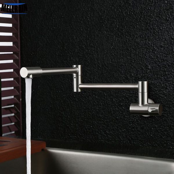 

Free Rotation Single Cold Kitchen Faucet Foldable Sink Water Tap Stainless Steel Brushed Wall Mounted Free Shipping