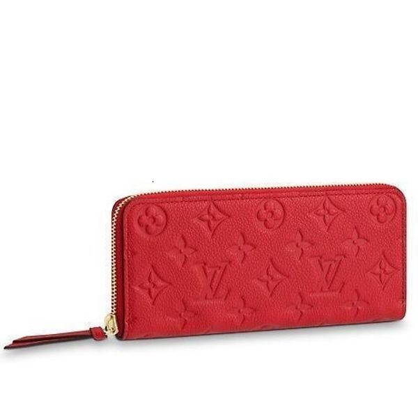 

2019 b clémence wallet m60169 red real caviar lambskin chain flap bag long chain wallets key card holders purse clutches evening