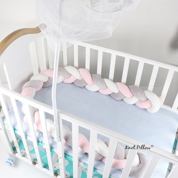 

3m длина nodic узел новорожденный бампер длинные knotted braid подушка детская кровать бампер в кроватку infant братц