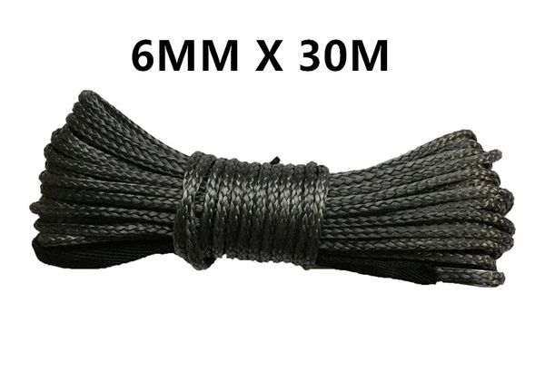 

6mm x 30m synthetic winch lines uhmwpe cable plasma rope with sheath car accessories