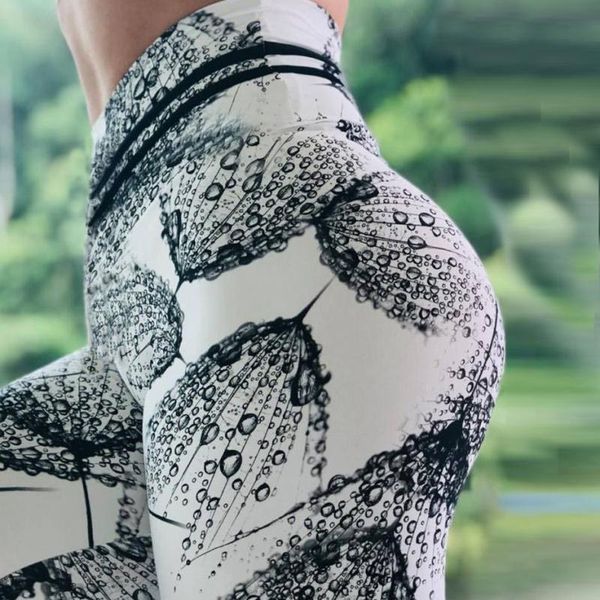 

yoga pants women sports clothing leaf printing yoga leggings fitness running tights sport pants compression tights training pant, White;red