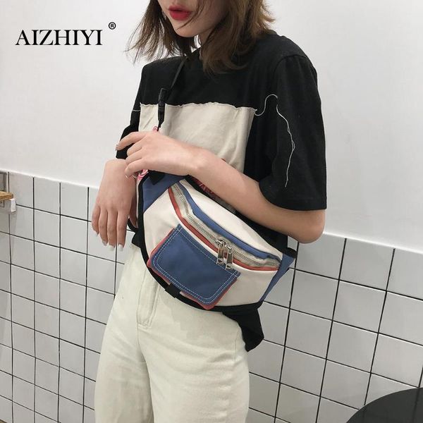 

sports canvas waist bag fanny casual chest packs casual pouch hit color hip-hop chest belt bags bolsas feminina
