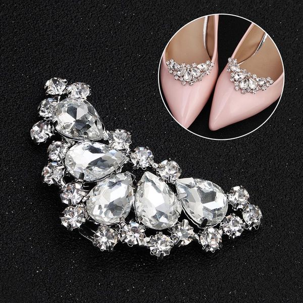 

women teardrop rhinestones shoe buckle bridal wedding party jewelry, Silver;golden