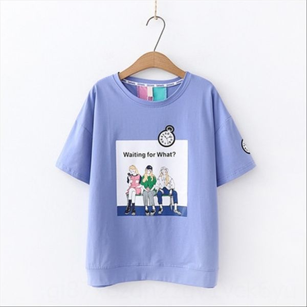 

2019 short-sleeved female loose half-sleeved student slim fashion 2019 short-sleeved t- female loose half-sleeved shirt student slim t-shirt, White