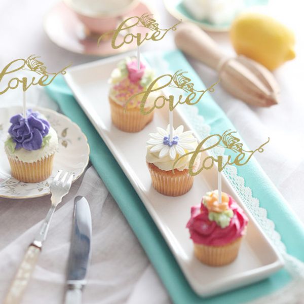 

glitter love wedding cake picks bridal shower cupcake picks desert cake décor