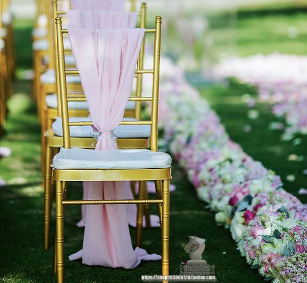 

140pcs shipping by sea gold metal chiavari wedding chair with cushions