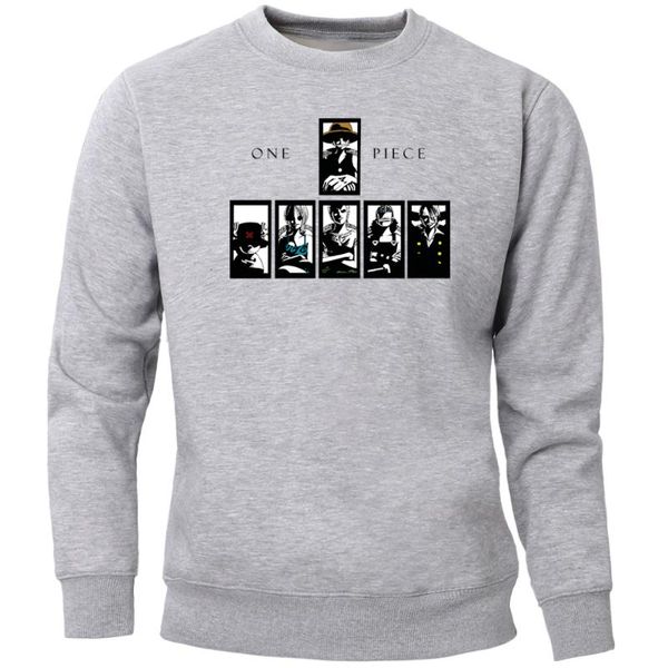 

one piece sweatshirt men the pirate king crewneck sweatshirts luffy hoodies new fleece warm japanese anime streetwear jumper, Black
