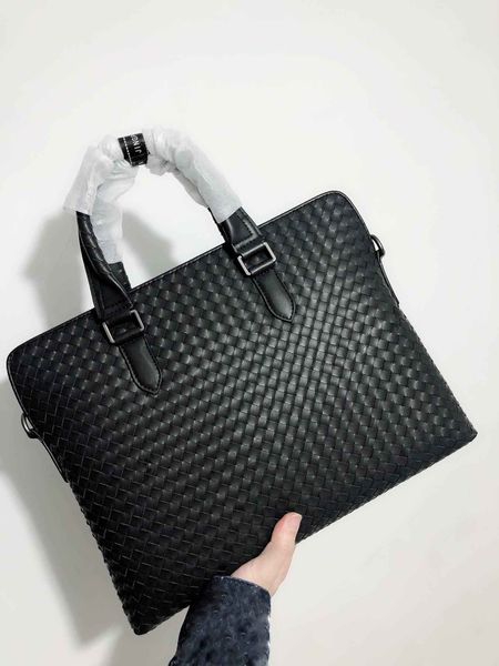 

classic fashion designer men handbags tote men mafia shoulder bag weave handbag hand made geniue leather fashon computer bags briefcase 38cm