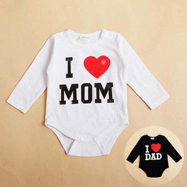 

i love mom/dad print infant toddler baby girl boy romper jumpsuit clothes shirt, Blue
