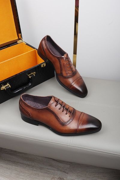 

formal dress shoes for gentle brands men genuine leather shoes pointed toe mens designer business oxfords casual shoes, Black