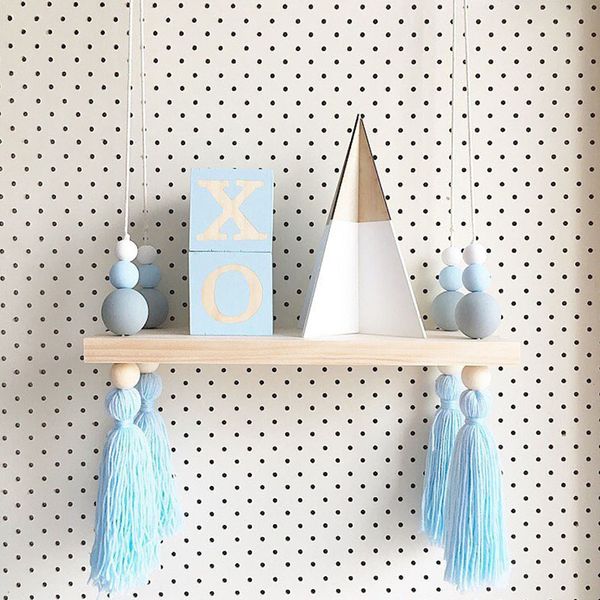 

nordic style colorful wood shelves wall clapboard decoration tv wall hanging storage children kids clothing store display stand