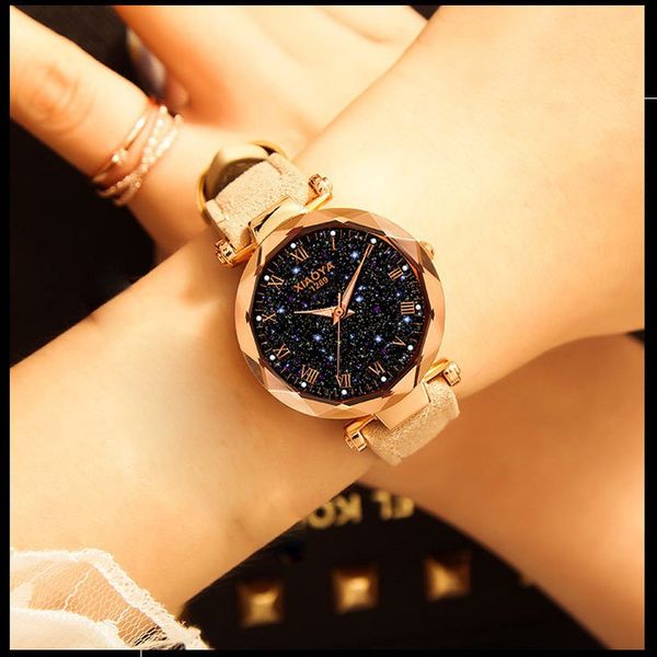 

women's watch simple watch retro luminous night sky quartz exquisite ladies elegant women's, Slivery;brown