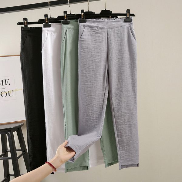 

2019 summer new harlan nine minutes of pants female han edition feet pants wholesale loose thin ice silk leisure trousers y9802, Blue