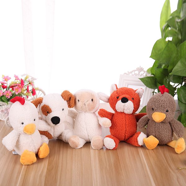 

cute cartoon stuffed animal toy sweetheart baby with sleeping toy plush fox small yellow chicken dog lamb kids gift grow 2019