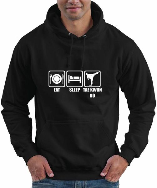 

eat sleep taekwondo karate jujutsu funny gift hoodie hooded top, Black