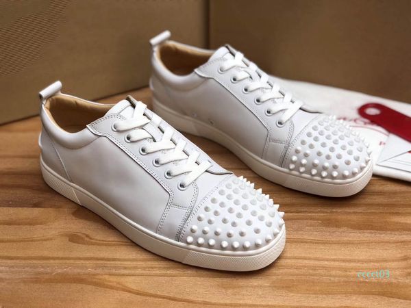 

designer sneakers red low cut spikes flats shoes bottom for men women leather sneakers casual shoes with dust bag 03ct 03ct, Black