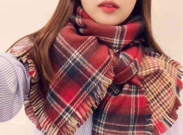 

wholesale-2019 the latest khaki tassel lattice scarf in autumn and winter japanese and korean style fashion double color shawl, Blue;gray