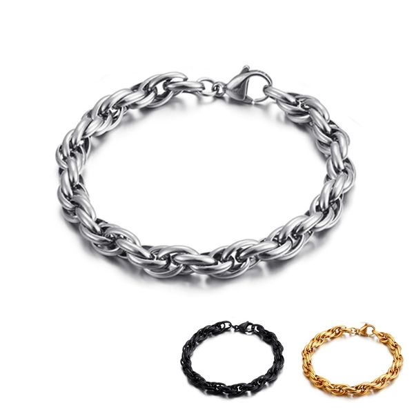 

7/11mm width titanium stainless steel round link chain bracelet for men women, Black