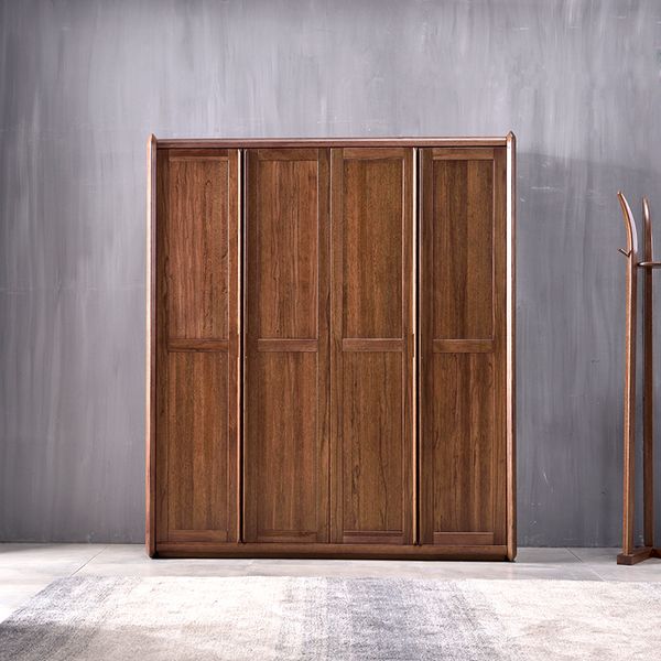 2019 Black Walnut Bedroom Furniture Four Door Wardrobe In