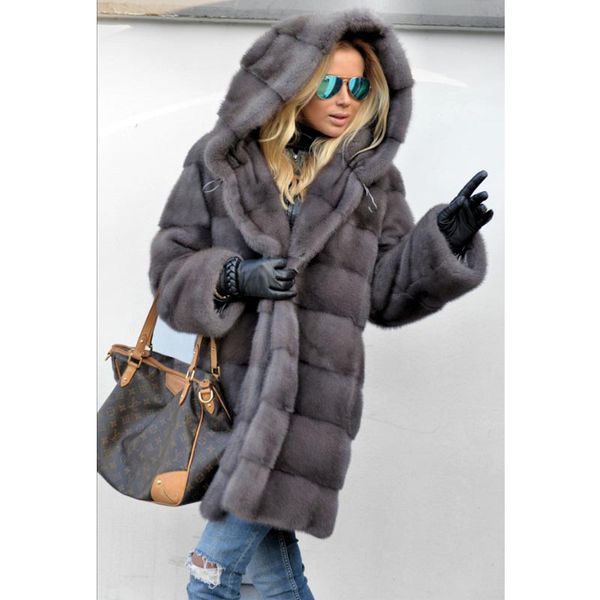 

Bffur 2019 luxury real coat women full pelt thick warm jacket with big fur hood female winter park with natural fur, Black