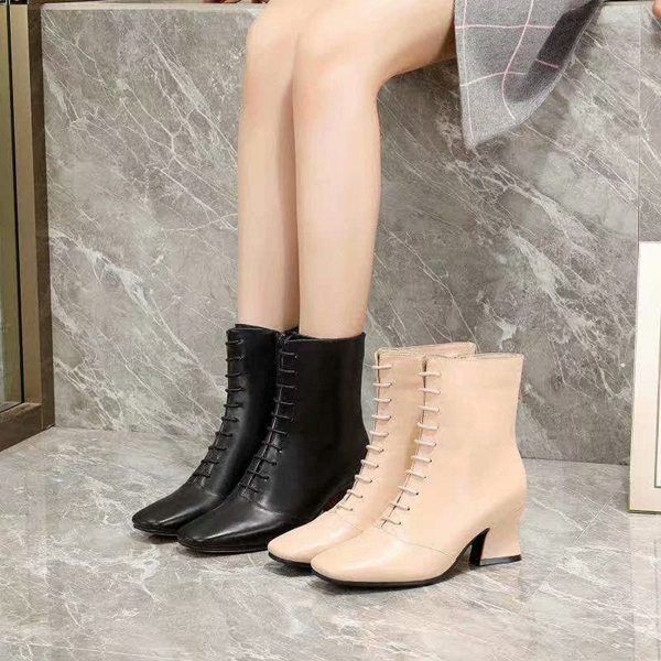 

ankle boot upper in stretch textile high boots leather heel women booties shoes kid_fashion, Black