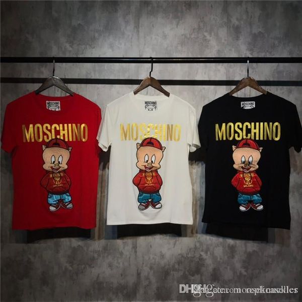 

19 new luxuriou brand de ign mo chino piggy embroidery tee hirt men women breatheable fa hion treetwear weat hirt outdoor t hirt