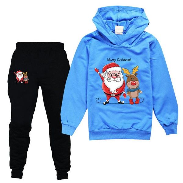 

santa claus cartoon spring and autumn long-sleeved hoodies + pant suit girls boys sweater + trousers children's wear suit, White