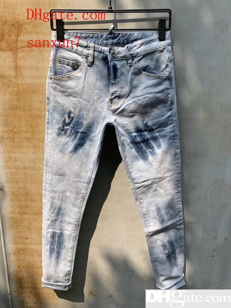 

explosion models men and women fashion tide brand d2 jeans men s feet micro-elastic wash hole patch comfortable high-grade a2018, Blue