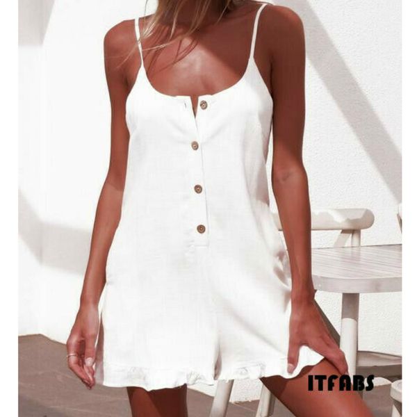 

women linen clubwear holiday summer jumpsuit playsuit romper beach style bodsuits 2020 summer fashion, Black;white