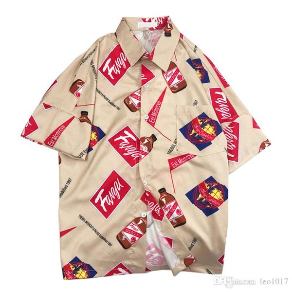 

retro shirts for men turn-down collar hip hop shirts short sleeved men's shirts