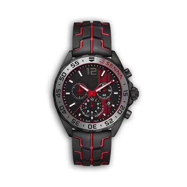 

NEW luxury mens watches black steel case rubber strap F1 racing watch sport quartz Multifunctional chronograph calendar Wristwatches Montre