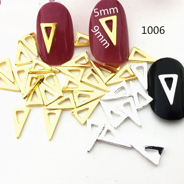 

10pcs/bag japan 3d nail art decoration metal alloy 5*9mm triangle style nail parter diy charm tools supplies, Silver;gold