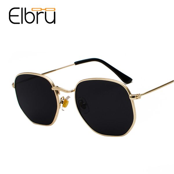 

elbru vintage square mens sunglasses 2019 brand designers metal frame black sun glasses women summer style oculos de los, White;black