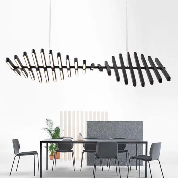 

modern led chandelier lighting nordic black/white office pendant lamps living room home hanging lights dining room bar fixtures