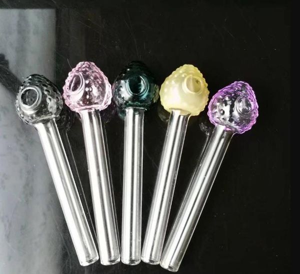 Morango cabeça do pote de vidro bongs acessórios, vidro cachimbos coloridos mini-multi-cores Pipes mão Glas Melhor colher