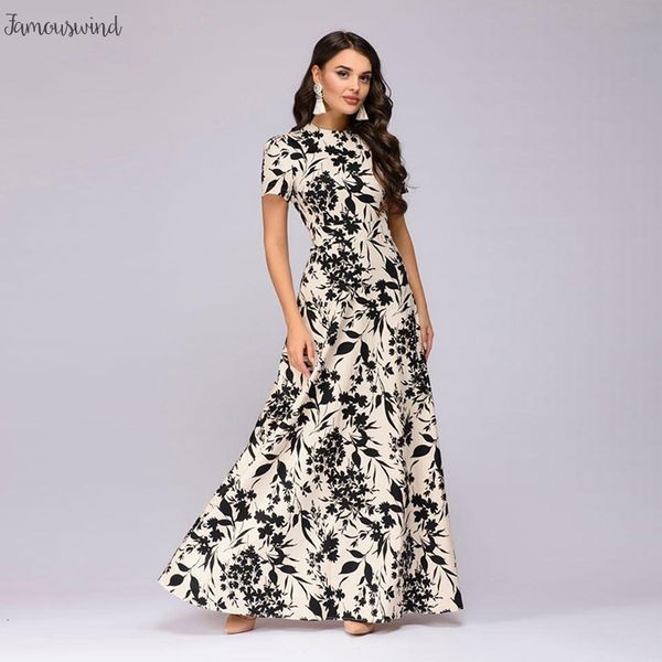 

long dress short sleeve floral summer print boho dress elegant party dress slim sundress vestido de festa, Black;gray