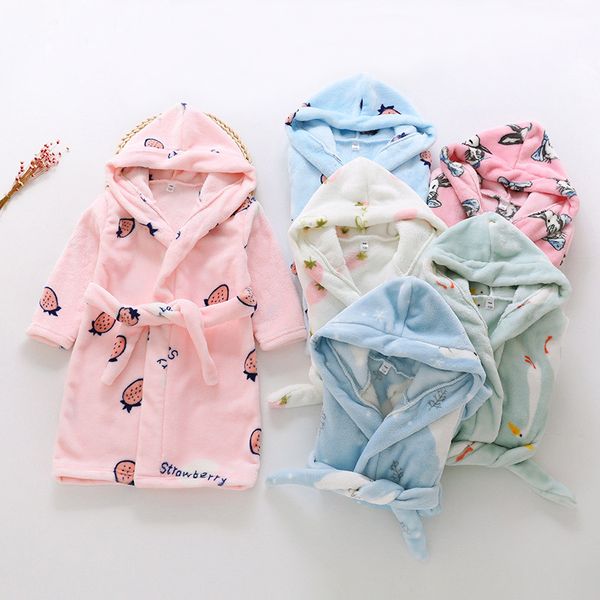 

мультфильм дети халаты фланель ребенок мальчики девочки халаты милые животные с капюшоном банные халаты с длинным рукавом baby boy халат дет, Blue;red