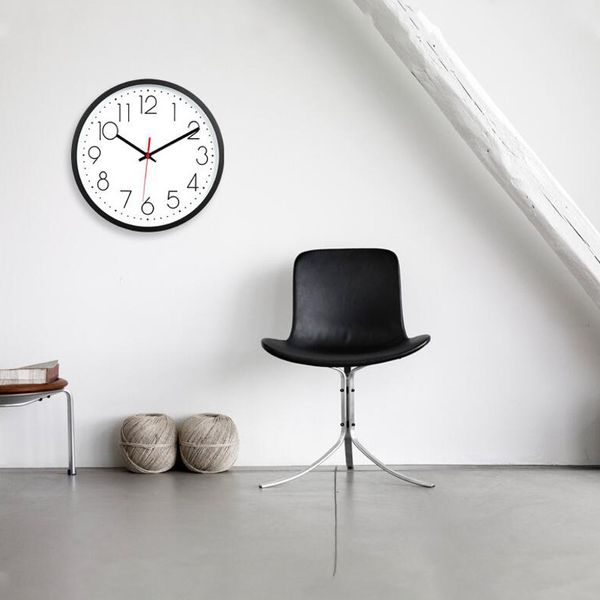 

plastic circular 30cm nordic simple silent quartz wall clock quiet sweeping movement no-ticking home art decor